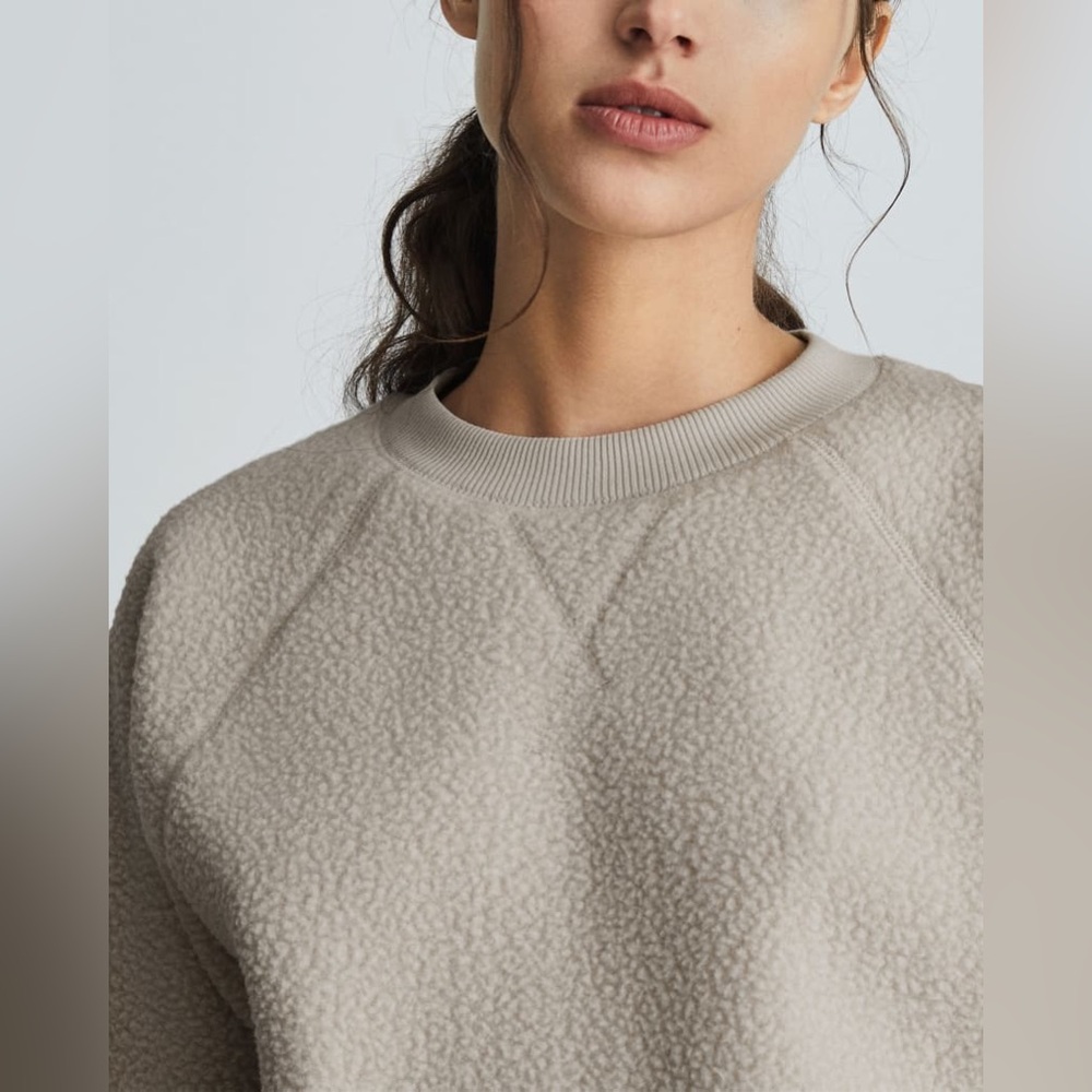Everlane The Renew Fleece Raglan Sweatshirt Oat Size Small - Picture 3 of 9